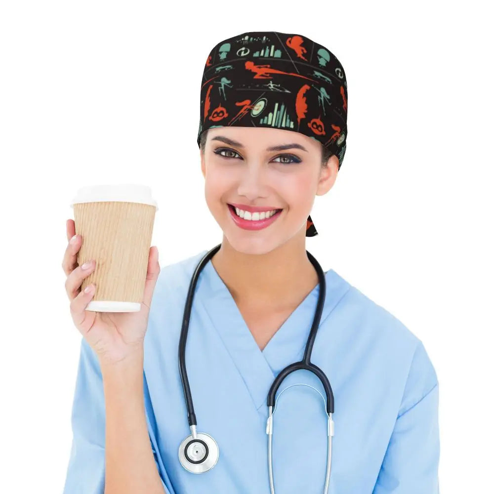Custom The Incredibles Medical Staff Scrubs Hat Men Women Superhero Anime Doctor Nursing Surgical Cap Scrub Caps