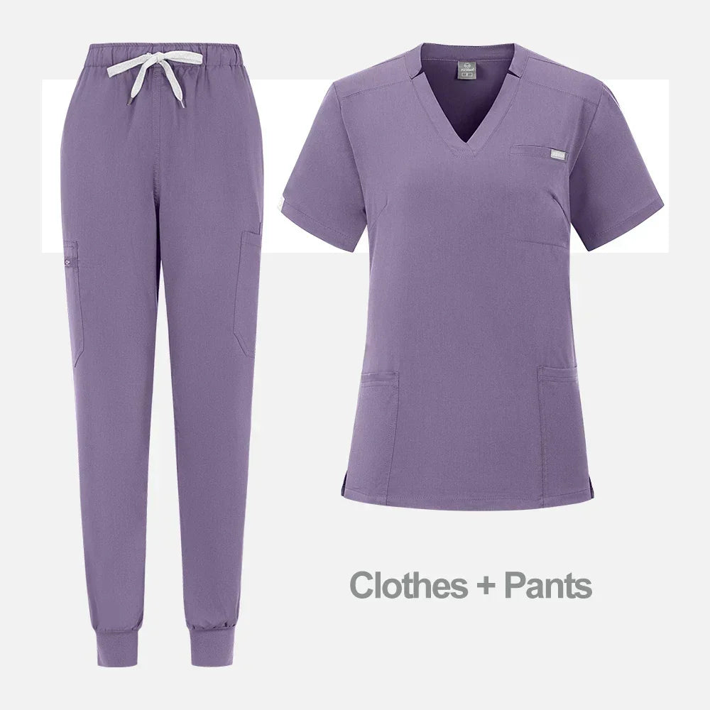 High Quality Medical Women Scrubs Sets Hospital Surgery Dental Clinic Beauty Spa Salon Lab Workwear Clothes Nurses Accessories