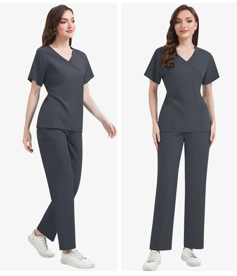 Slim Fit Women Scrubs Sets Hospital Medical Uniforms Nurses Accessories Dental Clinic Beauty Salon Spa Pet Lab Workwear Clothes