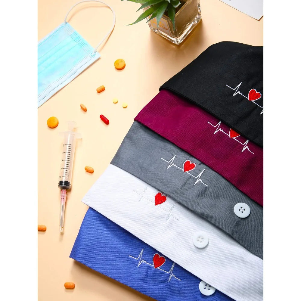 Solid color scrub cap with button pet grooming working Caps surgical cap Lab work hat womens Scrub hats nurse accessories