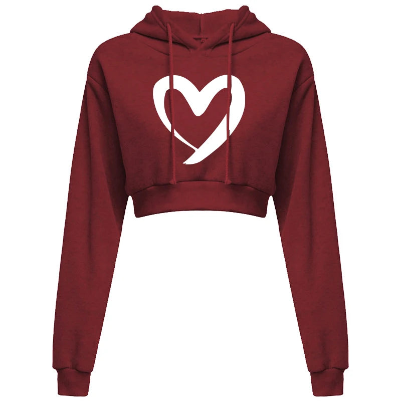 Fashion Womens Plain Crop Top Hoodie Hooded Fullength Sleeves Sweatshirt