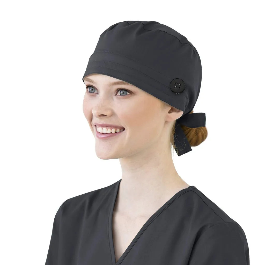 Solid Color Scrubs Caps With Button Pet Grooming Agency Work Scrubs Beauty Work Hats Lab Nursing Scrubs Cap Gorro Enfermera