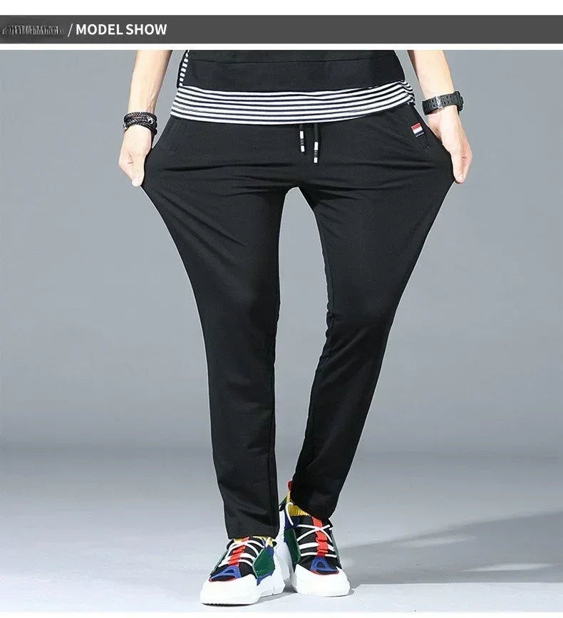 Spring Pants Men Fitness Sportswear Tracksuit Elastic Waist Sweatpants Cotton Trousers Loose Gyms Jogger Track Pants Mens M- 8XL