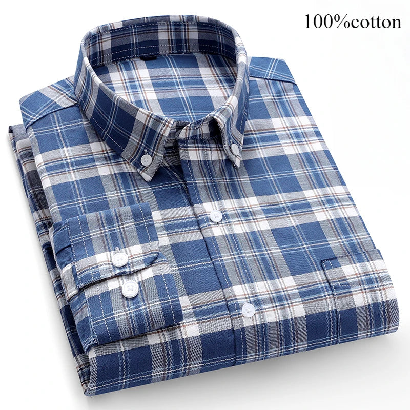 Fashion over size 7XL long-sleeve shirts for men 100%cotton Oxford slim fit plain shirt soft casual elegants designer clothes