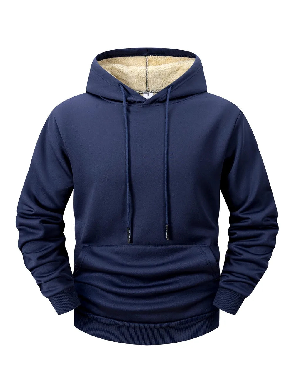 Winter Men's Fleece Hoodies Solid Color Casual Warm Long Sleeve Pullover New Crew Neck Hooded Sweatshirt Streetwear Men Clothing