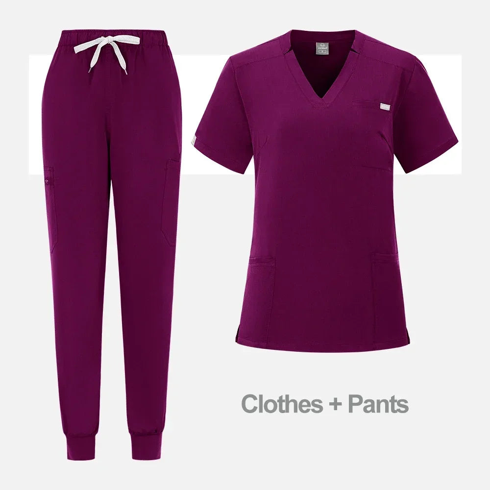 High Quality Medical Women Scrubs Sets Hospital Surgery Dental Clinic Beauty Spa Salon Lab Workwear Clothes Nurses Accessories
