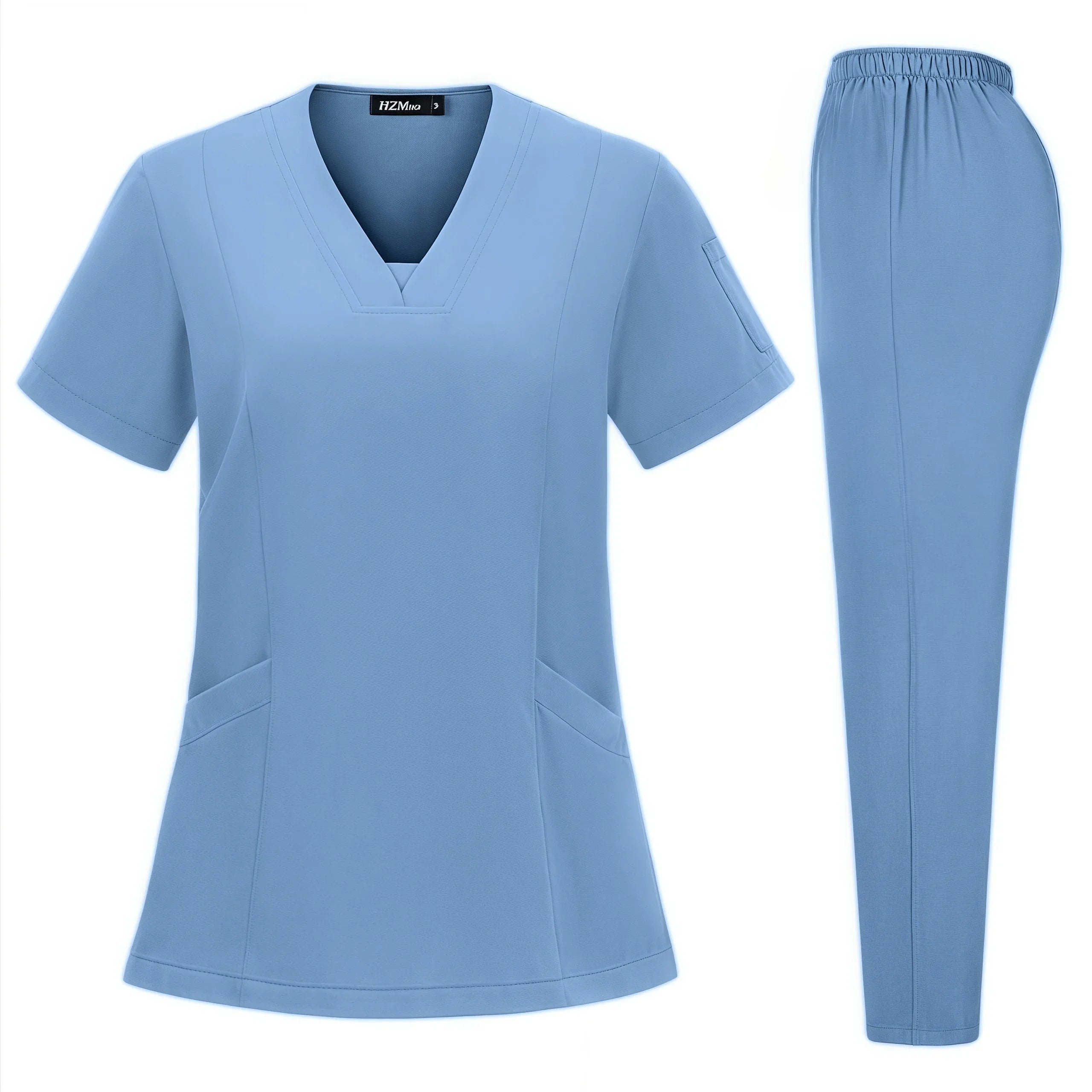 High Quality Hospital Scrubs Uniform Set Nurse Polyester Spandex Stretch Women Scrub Sets Uniforms Nursing Men Medical Scrubs