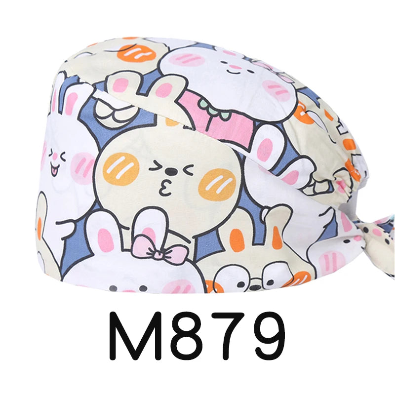 LONG HAIR Scrub Caps Surgical Medical Hats Cotton Nursing Caps Breathable Bouffant Healthcare Chef Pediatric Veterinary Hats M81