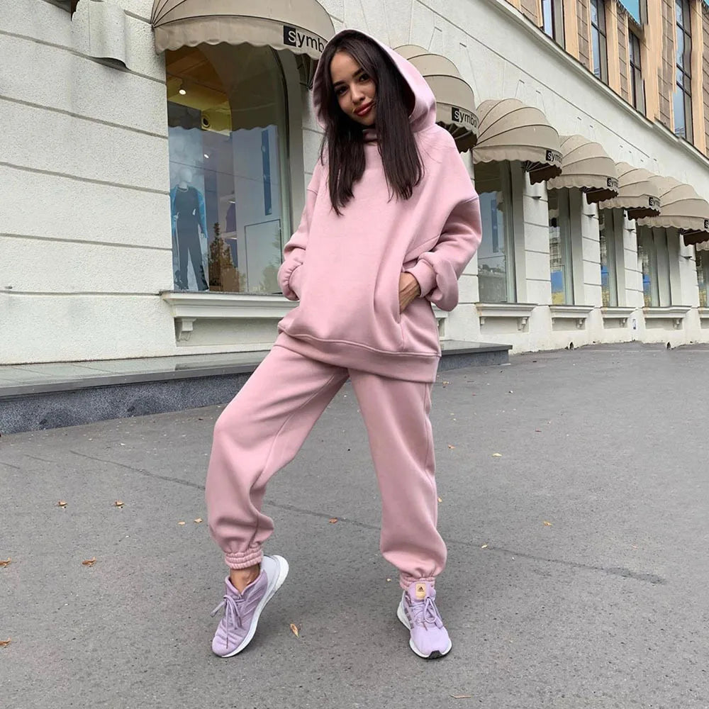 autumn tracksuit outfit set Women Two Piece Set hoodies Hooked Leisure Wide Leg Long Pants Sets Slim Fit Office Ladies Autumn