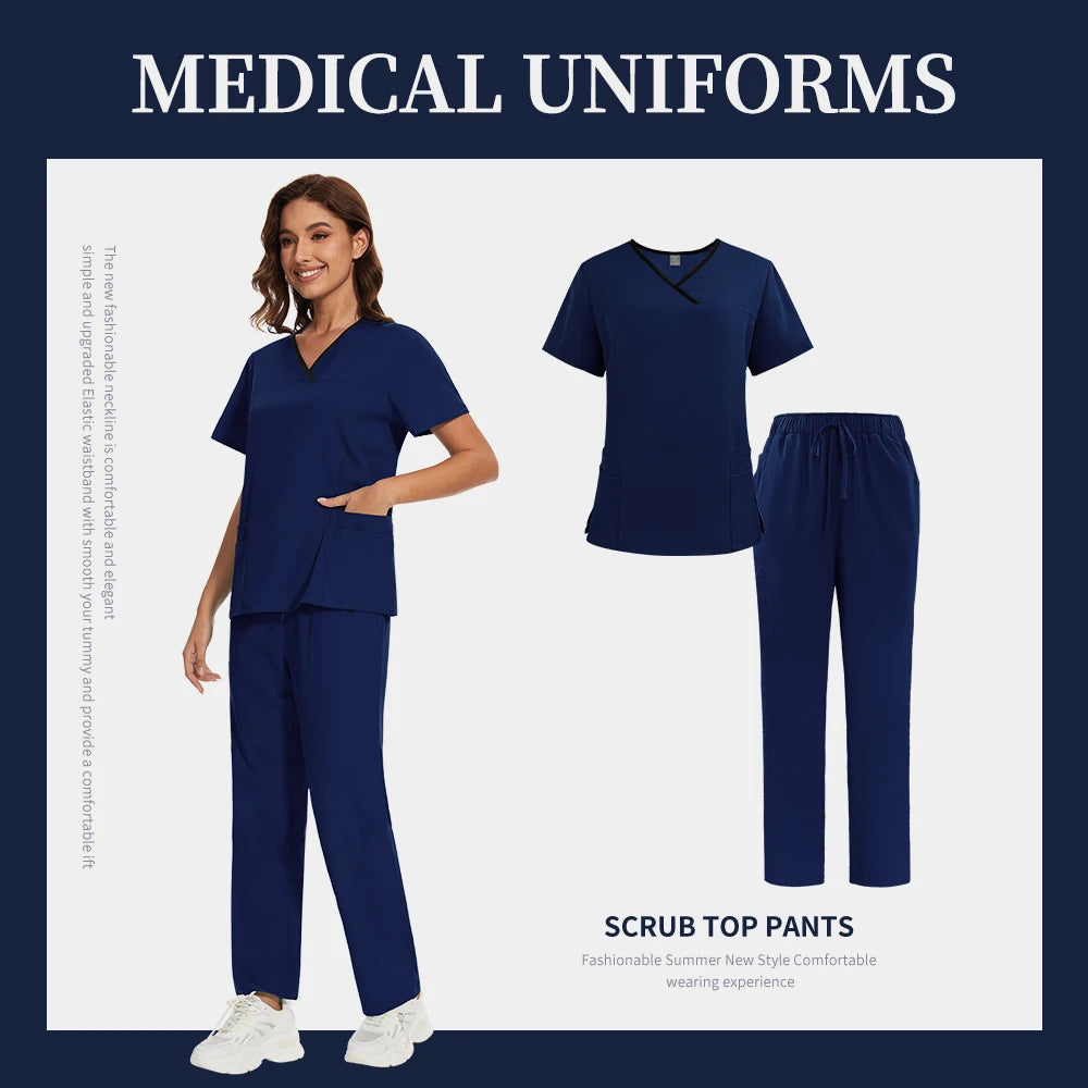 Scrub Uniforms Sets Hospital Clothes for Women Scrubs Set Quick-Drying Comfortable Nursing Outfits Pet Clinic Veterinary Uniform