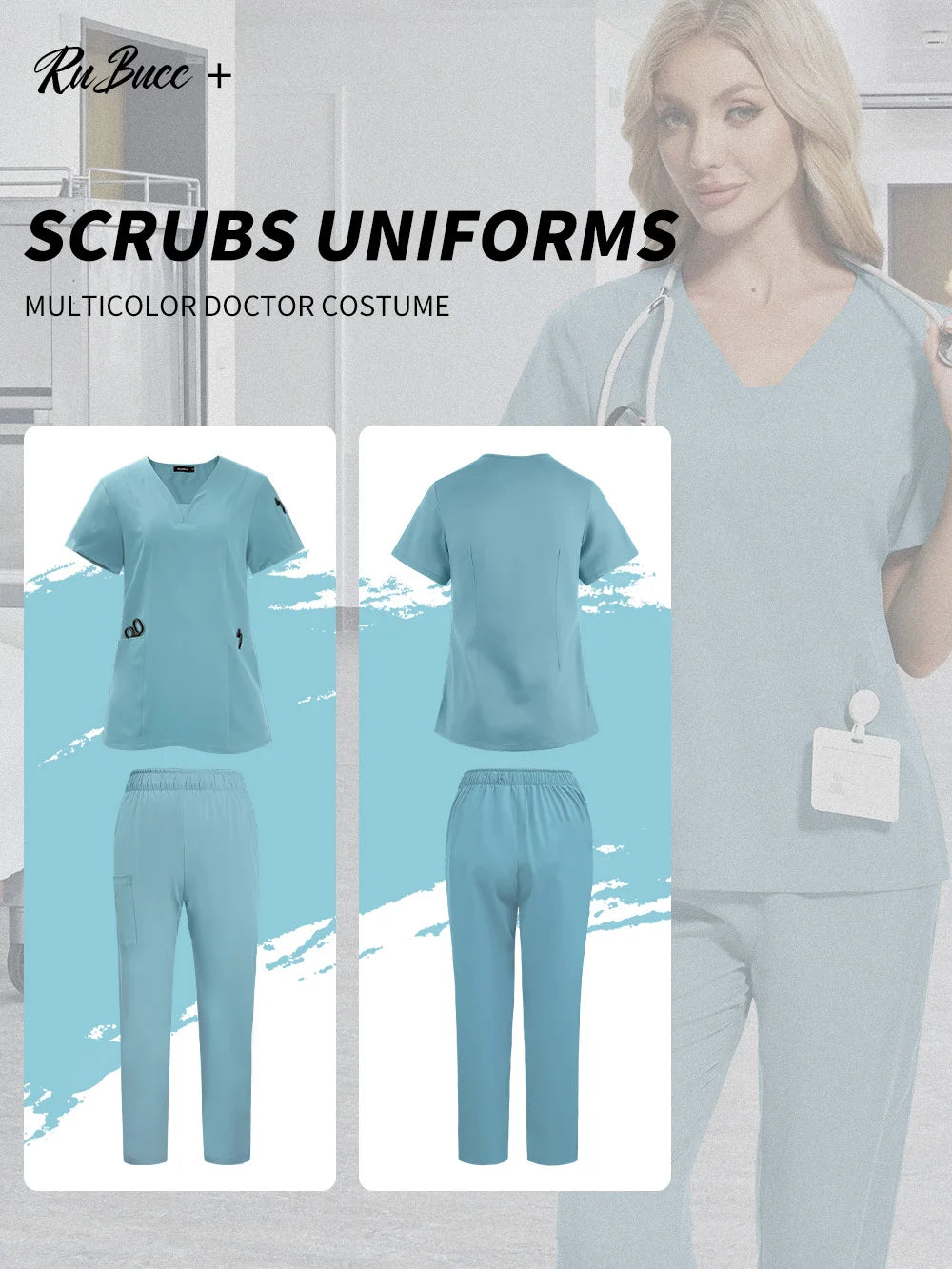 Pet Grooming Institutions Scrub Set Unisex V-Neck Beauty Salon Work Clothes Spa Uniforms Dentistry Surgical Scrub Tops Pants Set