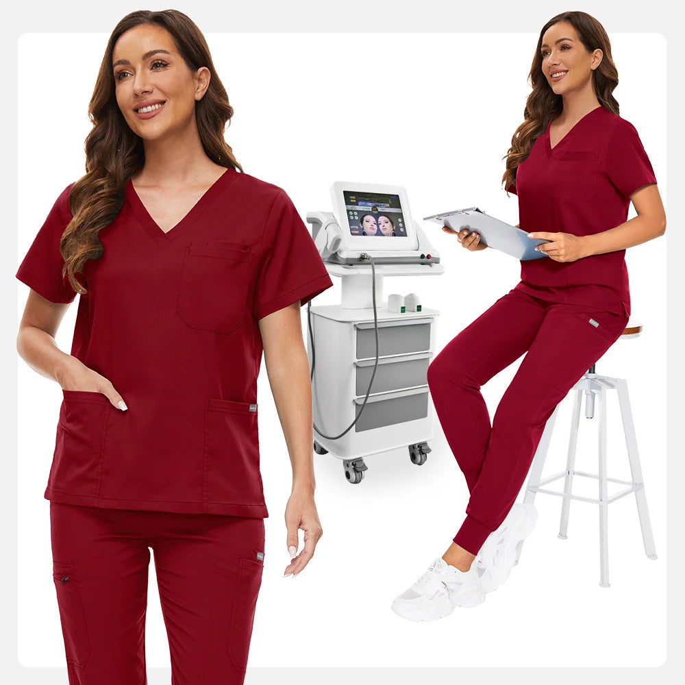 Hospital Scrub Sets Uniform Women Jogger Suit Nurse Accessories Medical Surgical Scrub Sets Pharmacy Healthcare Work Wear Unisex