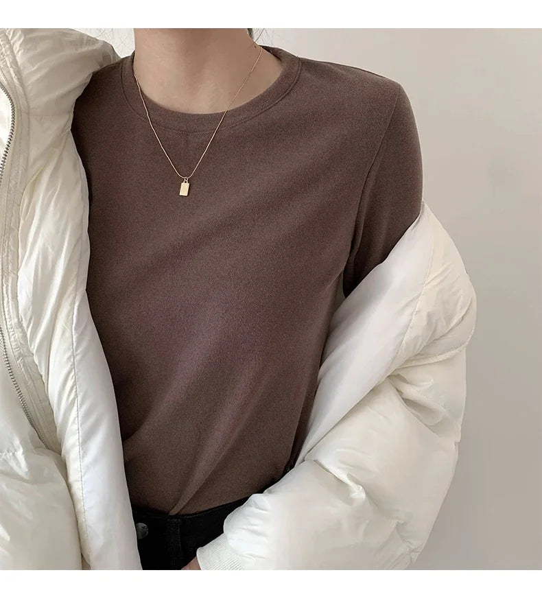 Winter Women Sweater T Shirt Women  Oversize T-Shirt Woman Clothes Female Tee Tops Pullover Long Sleeve Tube Knitted Tshirt Top