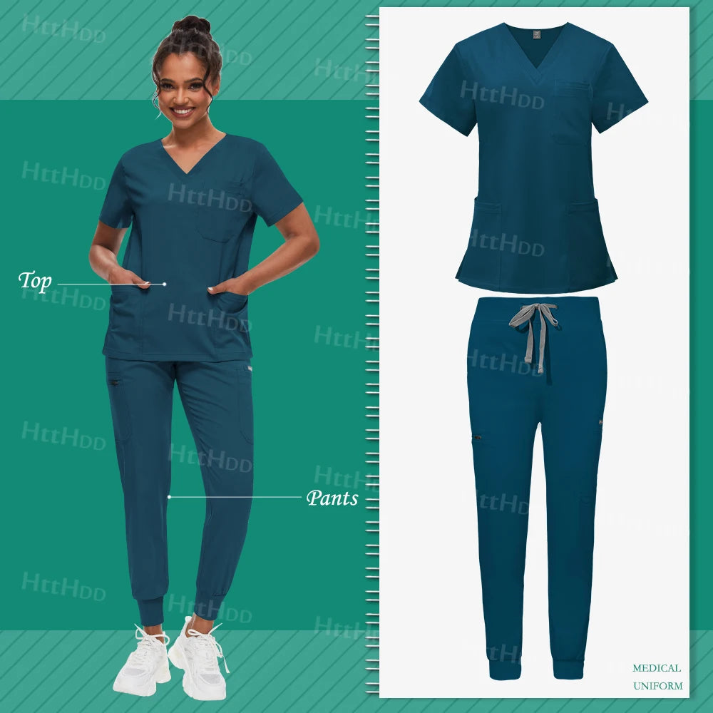 Scrub Sets Uniform Women Joggers Hospital Accessories Medical Surgical Gown Pharmacy Healthcare Work Wear Unisex Mens Scrub Soft