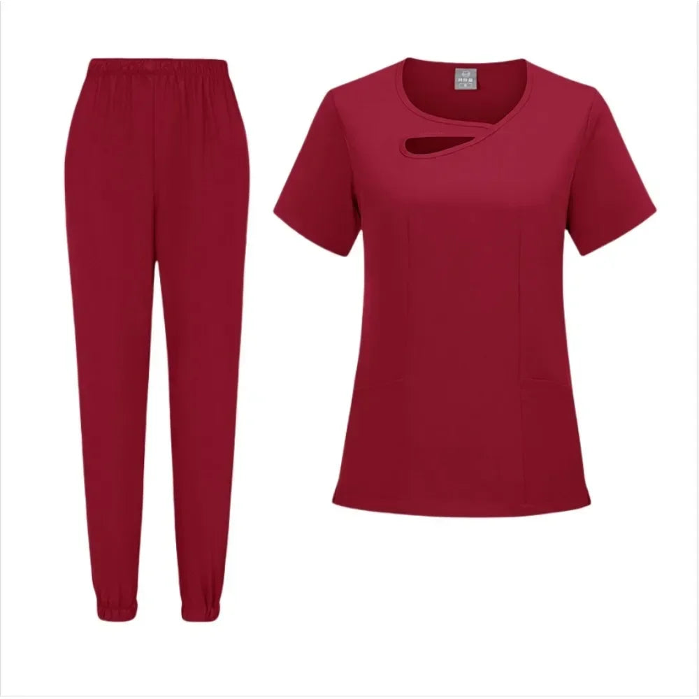 New Medical Doctor Nurse Surgical Uniforms Woman Scrub Set Beauty Salon Work Wear Clinical Scrubs Top-Pants Spa Nursing Tunic