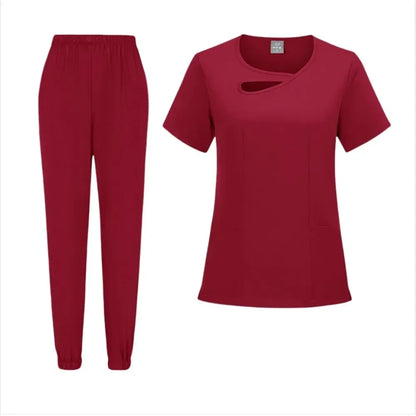 New Medical Doctor Nurse Surgical Uniforms Woman Scrub Set Beauty Salon Work Wear Clinical Scrubs Top-Pants Spa Nursing Tunic