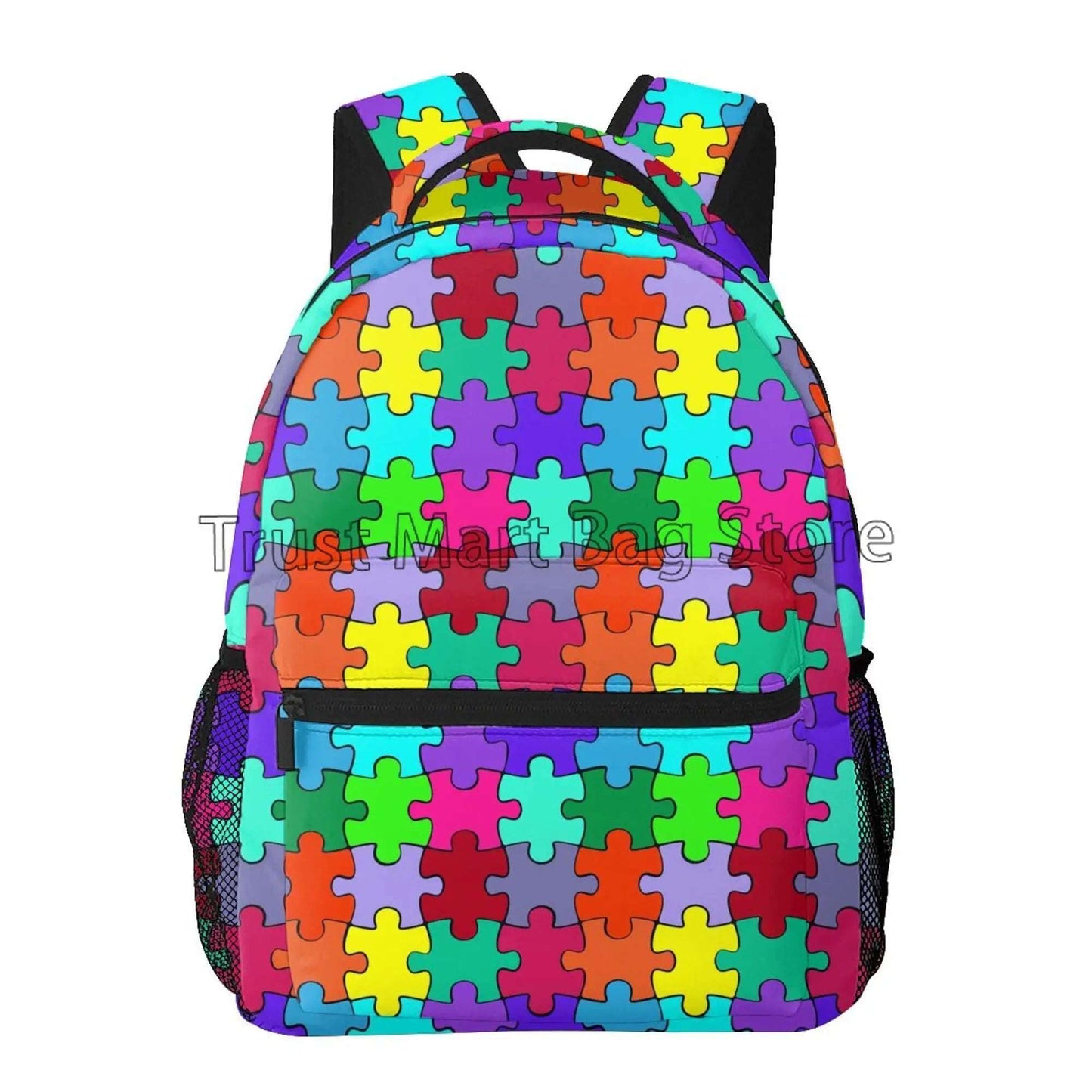 Autism Awareness Colorful Puzzle Piece Laptop Backpacks Casual Travel School Bookbag Cute Toddler Backpack for Boys Girls Adults