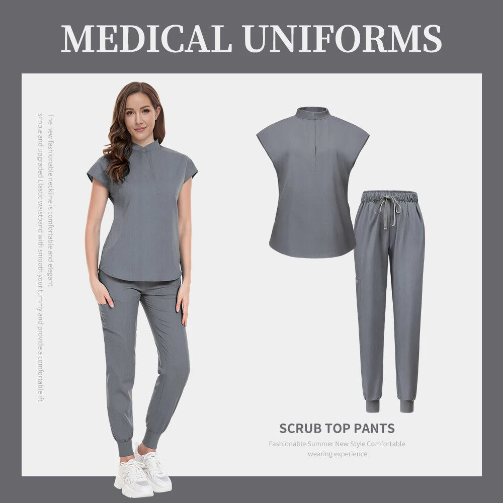 Fashion Scrub Uniforms Sets Beauty Salon Uniform Pet Dental Clinic Doctor Nurse Suits Nursing Scrubs Top Hospital Uniforms Women