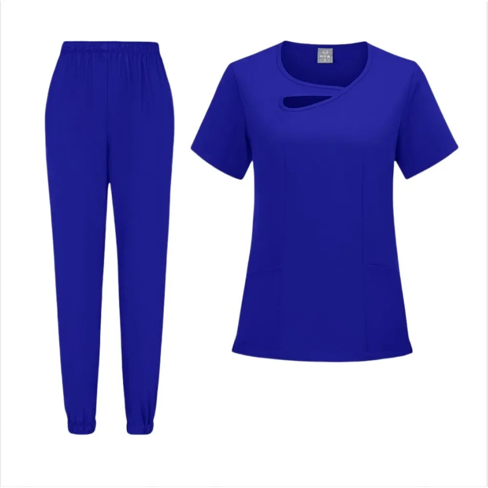 New Medical Doctor Nurse Surgical Uniforms Woman Scrub Set Beauty Salon Work Wear Clinical Scrubs Top-Pants Spa Nursing Tunic