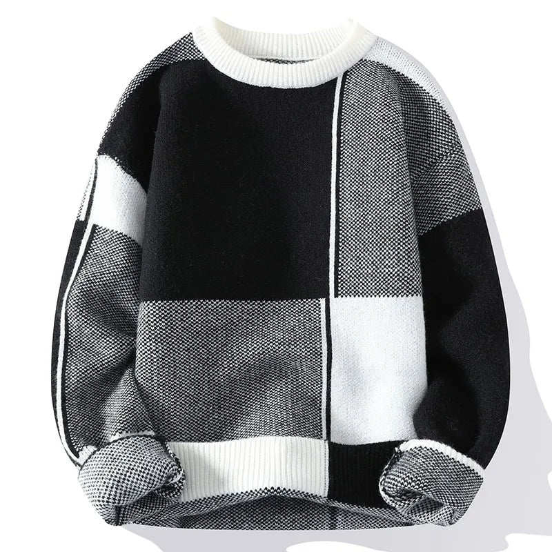 Winter Handsome Plaid Sweater Men Harajuku Mens Jumper Thick Warm Turtleneck Pullover Men High Quality Male Christmas Sweaters