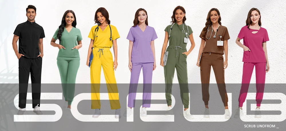 Scrub Sets Uniform Women Joggers Nurse Accessories Elastic Breathable Surgical Uniforms Beauty Salon Lab Coat Pharmacy Work Wear