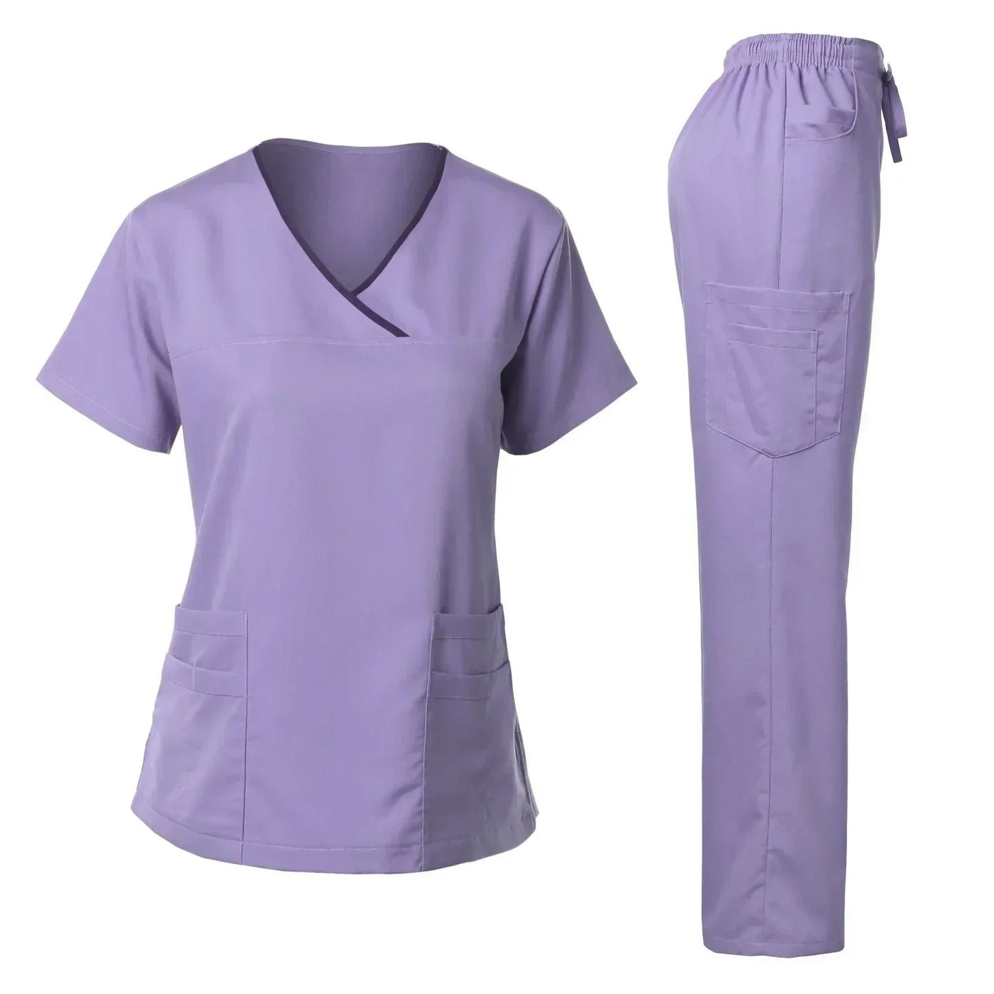 Cherokee Medical Uniforms  Nurse Uniform Scrubs for Women Set Scrub Pants with Pockets and V-neck SPA Scrub Top for Hospital