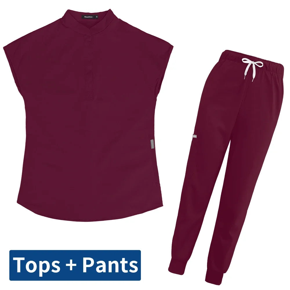 Thicken Nursing Uniform High Quality Solid Color Medical Doctor Workwear Pet Hospital Veterinary Non-sticky Hair Scrub Work Suit