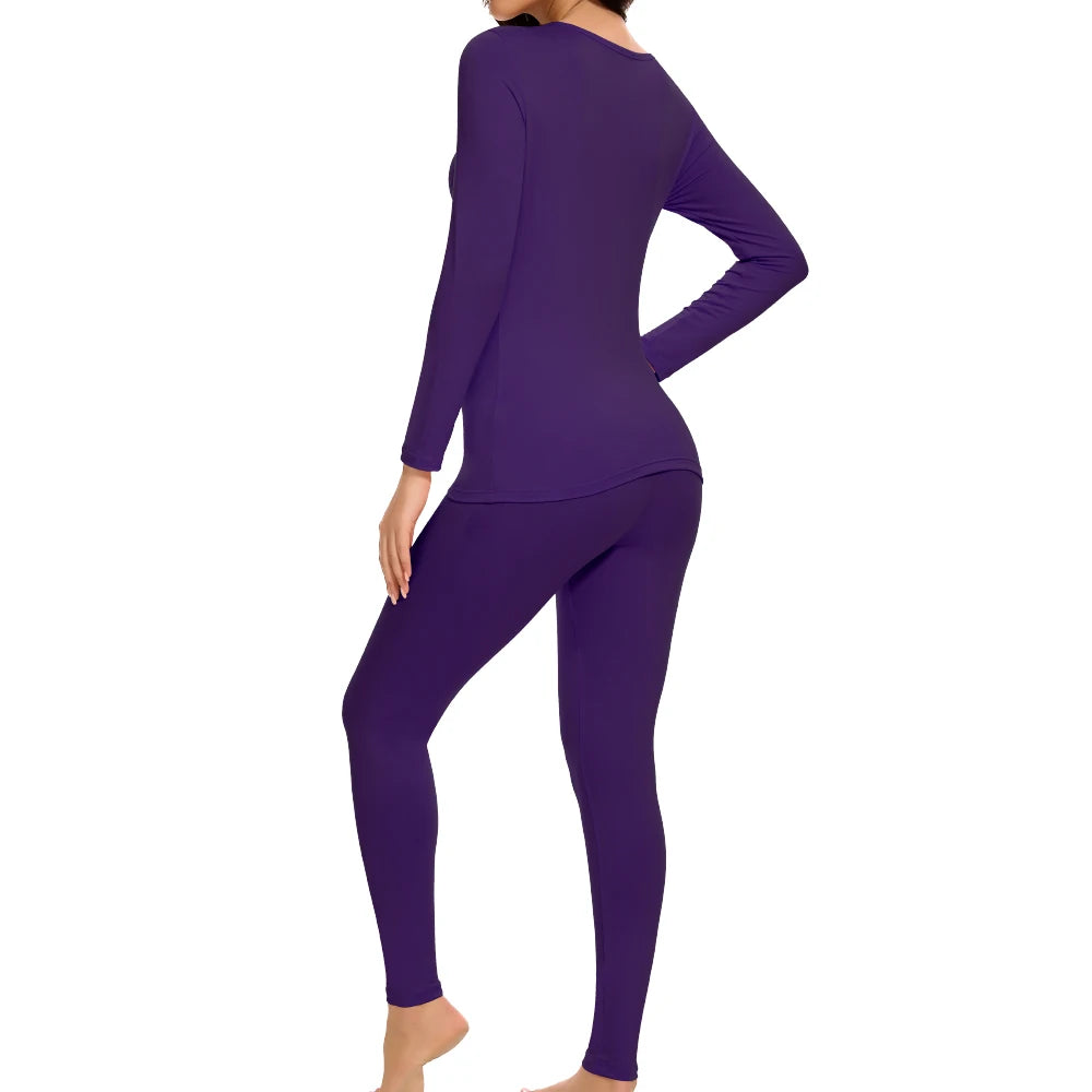 Plus Size Winter Thermal Underwear Suits Women's Long-Sleeved Tops Pants 2PCS Soft Comfortable Ladies Layer Clothing 6 Color