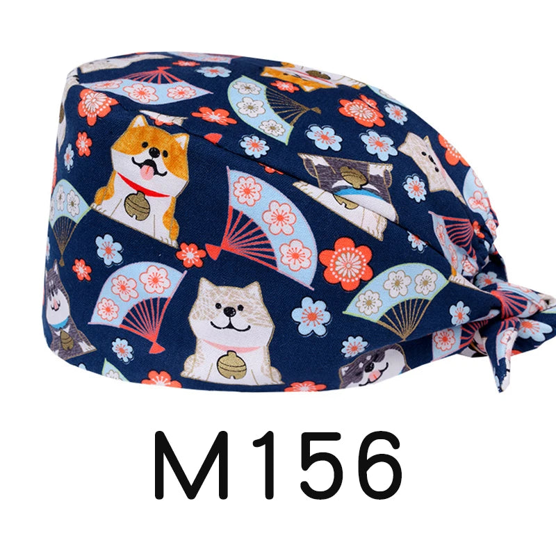 LONG HAIR Scrub Caps Surgical Medical Hats Cotton Nursing Caps Breathable Bouffant Healthcare Chef Pediatric Veterinary Hats M81