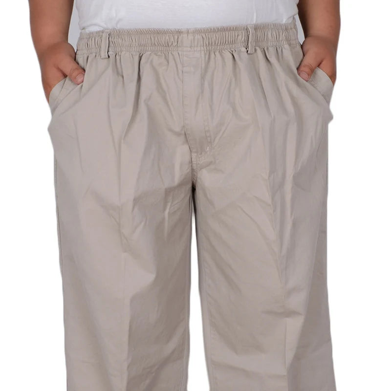 Plus size 8XL 11XL 13xl middle-aged men's summer thin elastic band high waist cotton casual trousers Dad oversize 9XL 8XL 7XL