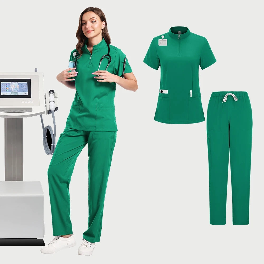 Medical Doctor Nurse Surgical Uniforms Woman Scrub Set Beauty Salon Work Wear Clinical Scrubs Top-Pants Spa Nursing Tunic Suit