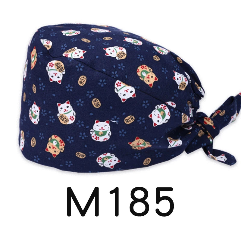 LONG HAIR Scrub Caps Surgical Medical Hats Cotton Nursing Caps Breathable Bouffant Healthcare Chef Pediatric Veterinary Hats M81