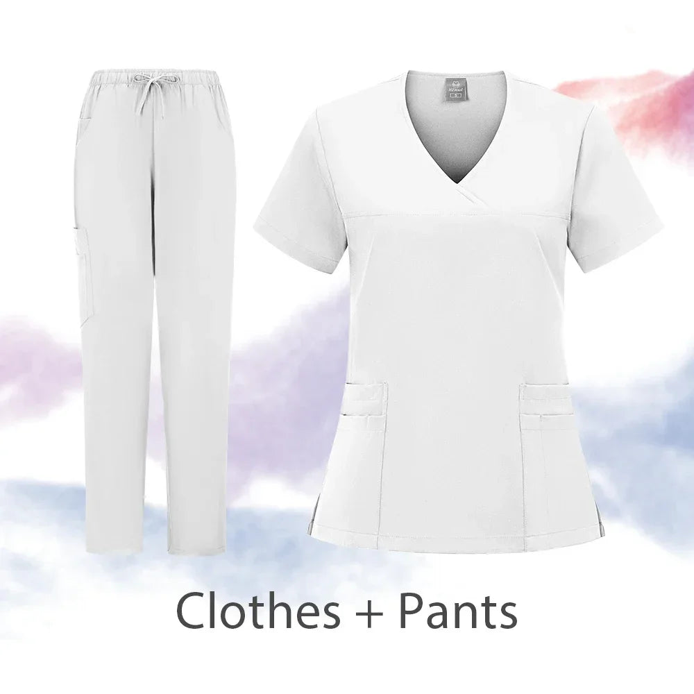 Nurse Scrubs New Fashion Medical Scrub Soft Breathable Jogger Pants Set Surgical Uniforms Woman Nursing Clinical Doctor Workwear