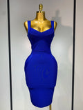 Women Sexy High Quality Celebrity Elegant Blue Bodycon Stretch Bandage Dress Nightclub Party Dress Luxury Birthday Vestidos