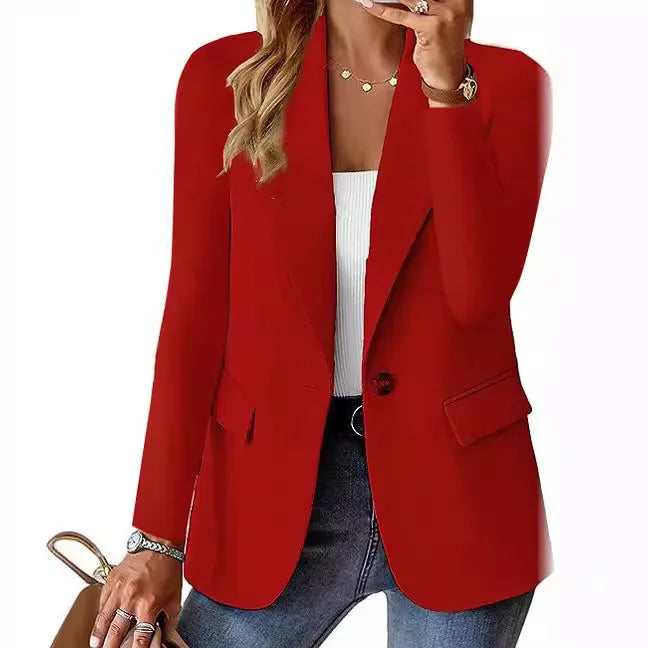 Women's Business Blazer Long Sweater Cardigan Lapel Long Sleeve Solid Button Casual Elegant Jacket Coat Trendy Loose Outwear