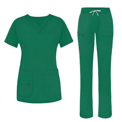 Surgical Uniforms Woman Medical Blouse Strechy Scrubs Top+pant Sets Medico Clothes for Doctors Nurses Clinical Medical Uniform
