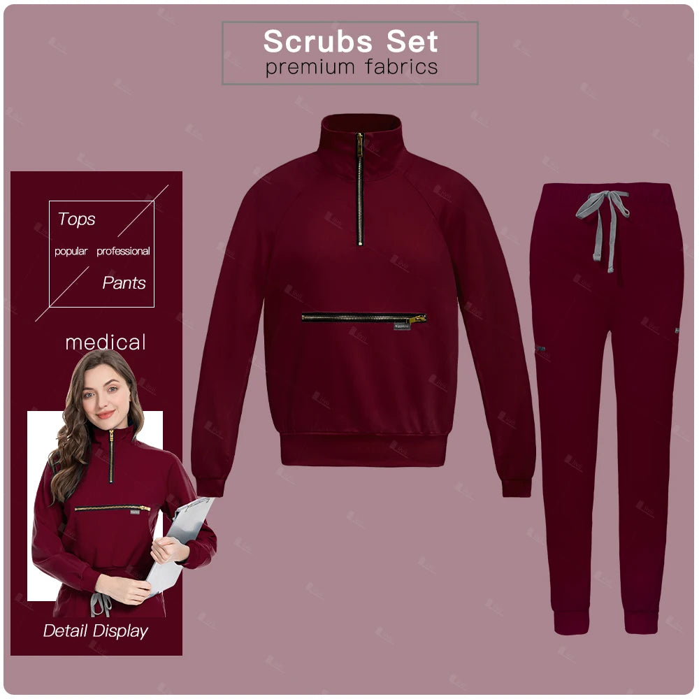 Surgical Uniforms Woman Beauty Salon Spa Work Clothes Long Sleeve Nursing Sets Medical Uniforms Clinical Suits Top Jogging Pants