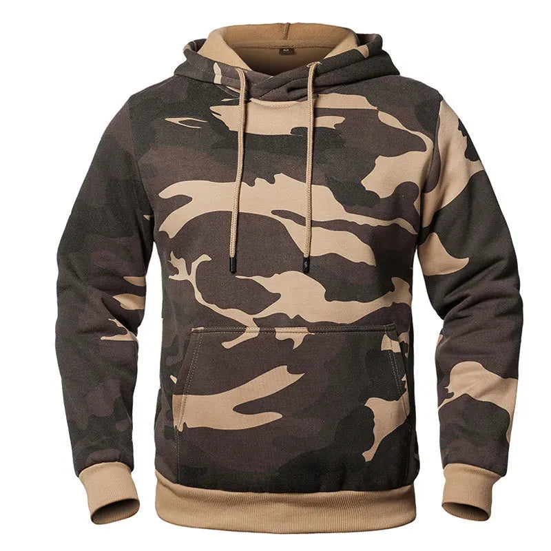 Men's Winter Casual Fleece Hoodies Male Outdoor Camouflage Pullover Sweatshirts Hooded Loose Outwear Capts Plus Size 2XL