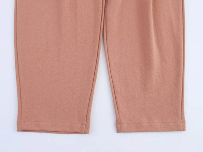 2025 New Women's Clothing European and American Style Fashion Washed Double-Sided Fabric Casual Pleated Pants