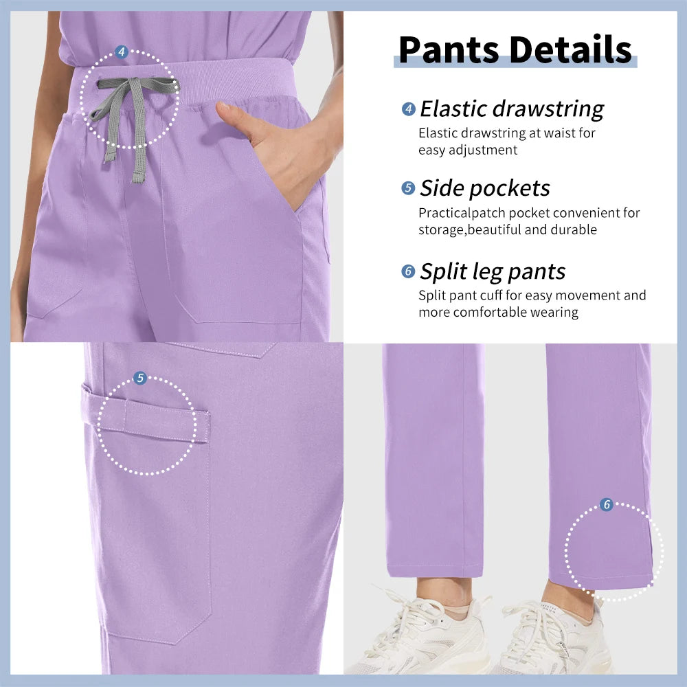Niaahinn Spa Uniform Women Scrubs Suit Short Sleeved V-neck Surgical Nursing Set Multicolor Pet Grooming Doctor Medical Workwear