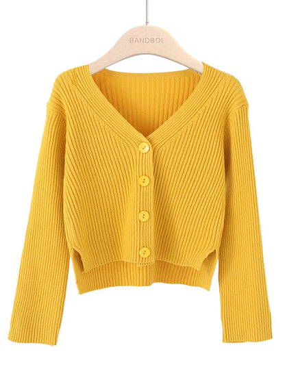 Autumn Women Long Sleeve Knitted short Cardigan Sweater Winter Casual Loose V Neck Bottons Sweater Coat Elegant Winter Clothes