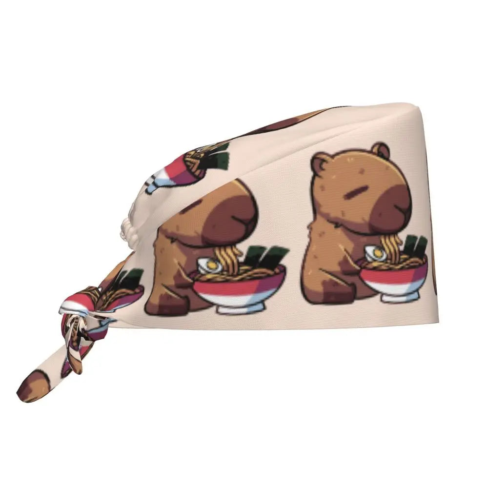 Custom Cartoon Capybara Medical Staff Scrubs Hat Women Men Comic Doctor Nursing Surgical Cap Scrub Caps