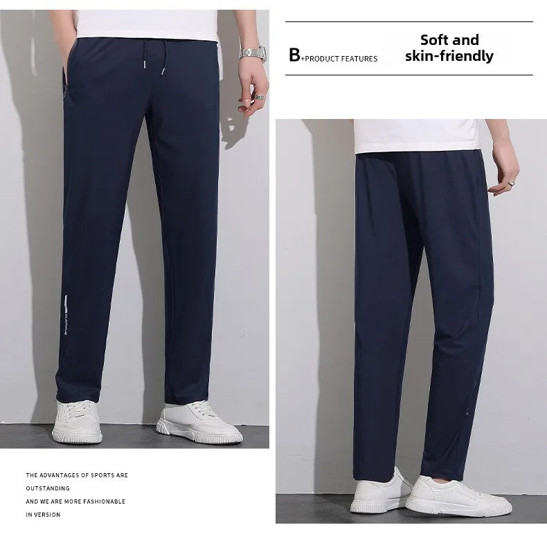 Plus Size 8xl Men Sports Pants Quick-Drying Men'S Trousers Joggers Sportswear Solid Ice Silk Sweatpants Male Elastic