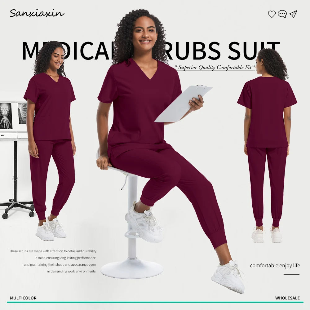 Hospital Scrubs Sets Doctor Nursing Uniform Suit for Male Female Dental Clinic Supplies Nurse Uniforms Women Medical Accessories