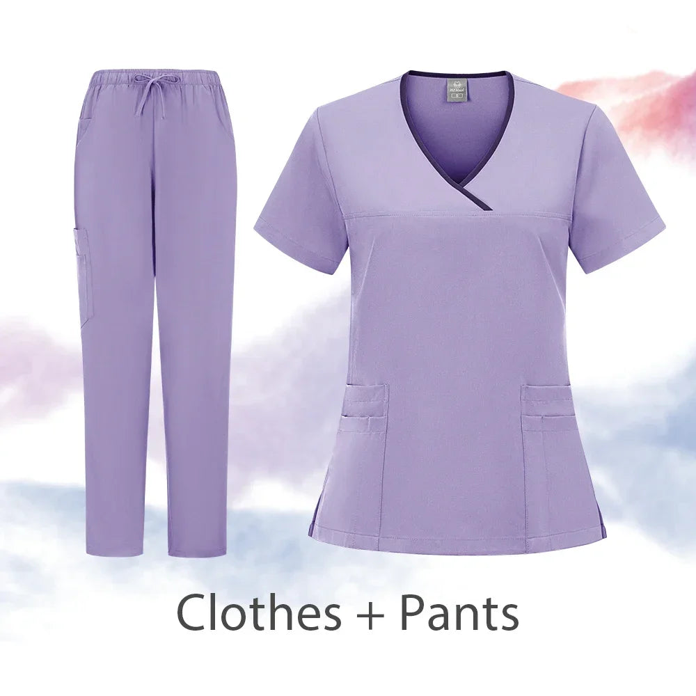 Nurse Scrubs New Fashion Medical Scrub Soft Breathable Jogger Pants Set Surgical Uniforms Woman Nursing Clinical Doctor Workwear