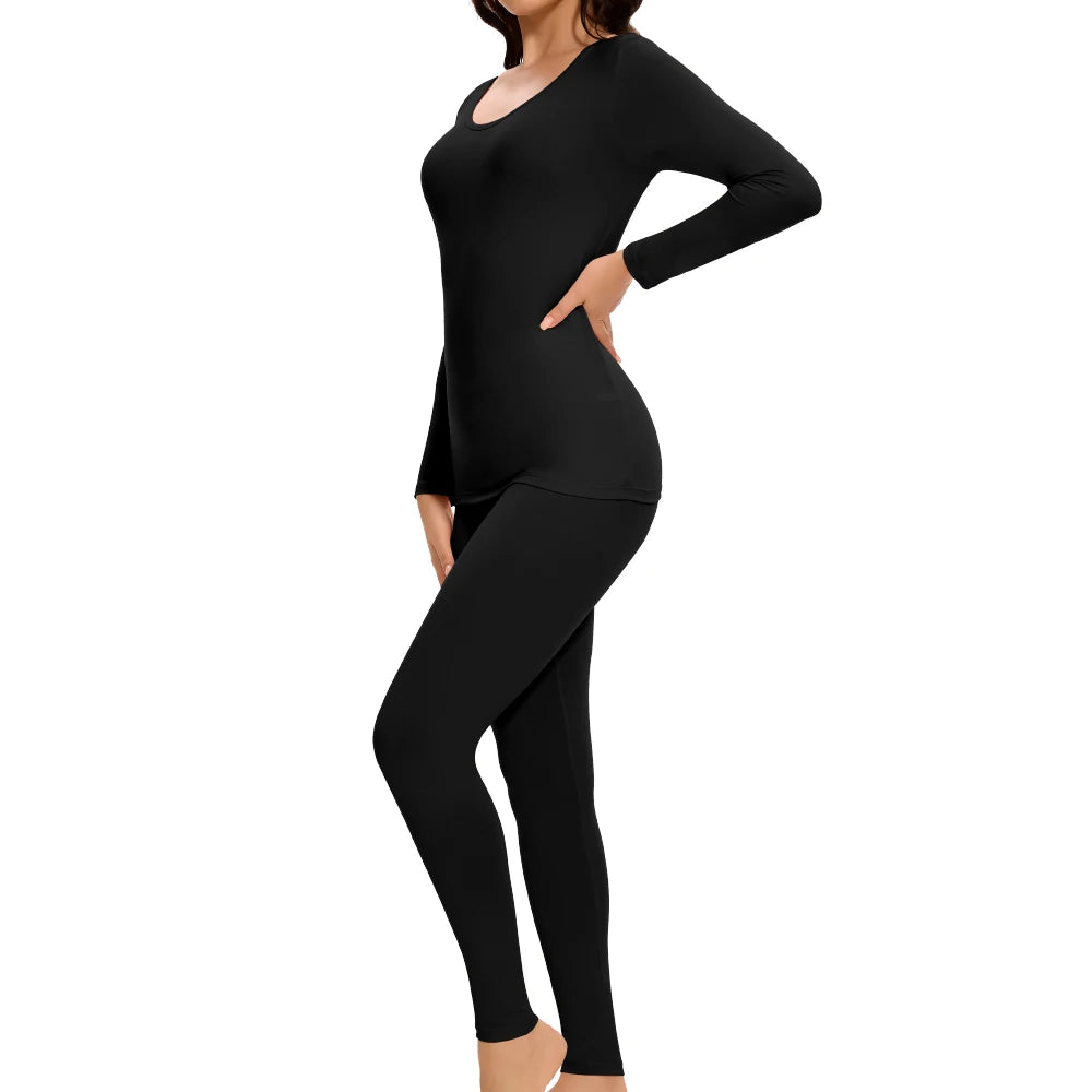Plus Size Winter Thermal Underwear Suits Women's Long-Sleeved Tops Pants 2PCS Soft Comfortable Ladies Layer Clothing 6 Color