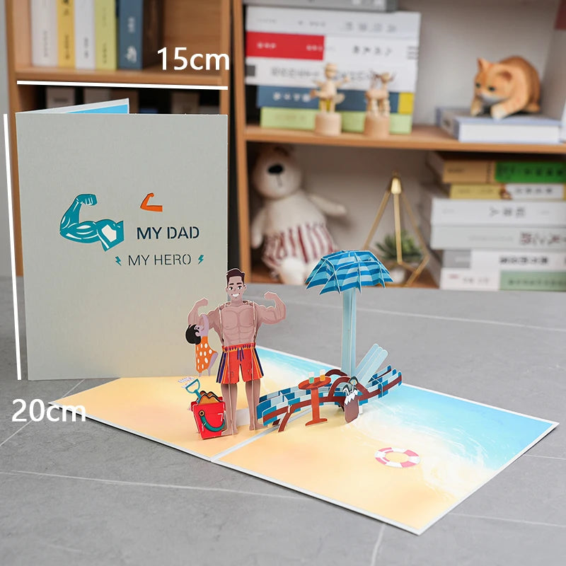 Fathers Day Cards 3D Pop-Up Father Birthday Greeting Card for Dad, Father's Day Gift for Dad