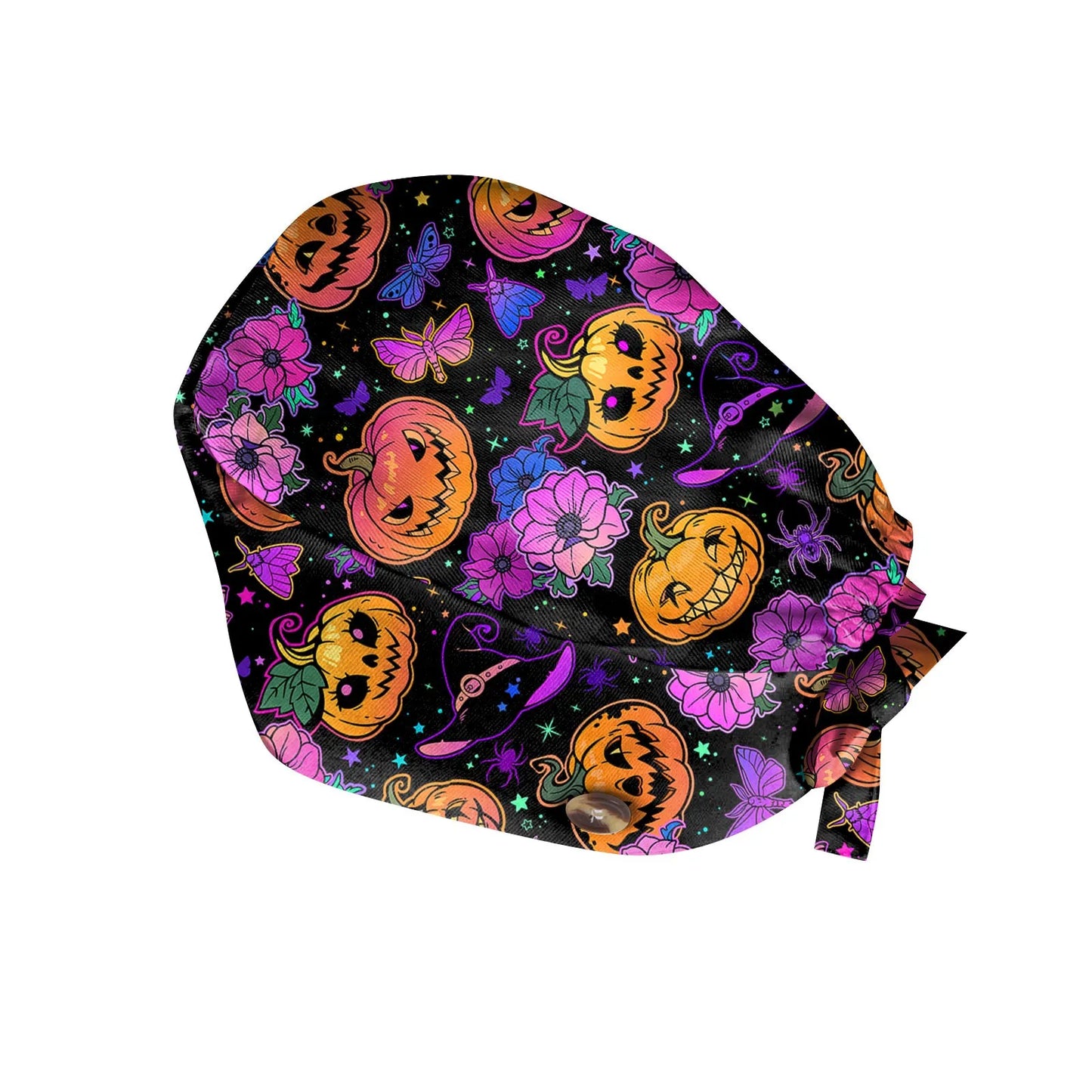 Halloween Cartoon Printing Scrubs Caps Hat Women Nurse Cap Pet Clinic Work Hat Scrub Hats Festive Accessories Nurse Hat