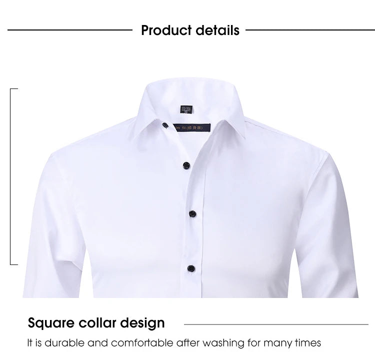 6XL 7XL 8XL Spring and Autumn Shirt Men's Long Sleeve Large Luxury Business Casual Slim Solid Color Wrinkle Free Press
