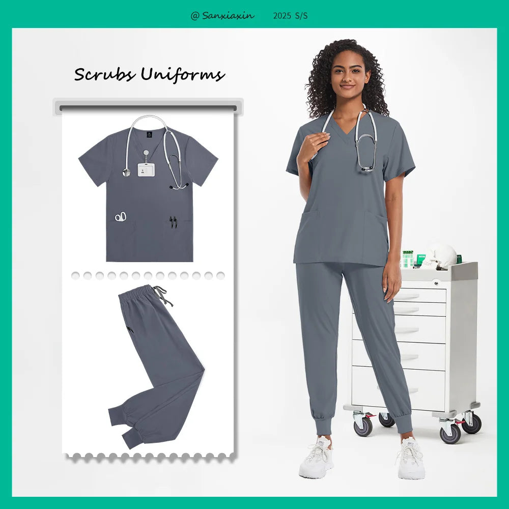 Hospital Scrubs Sets Doctor Nursing Uniform Suit for Male Female Dental Clinic Supplies Nurse Uniforms Women Medical Accessories